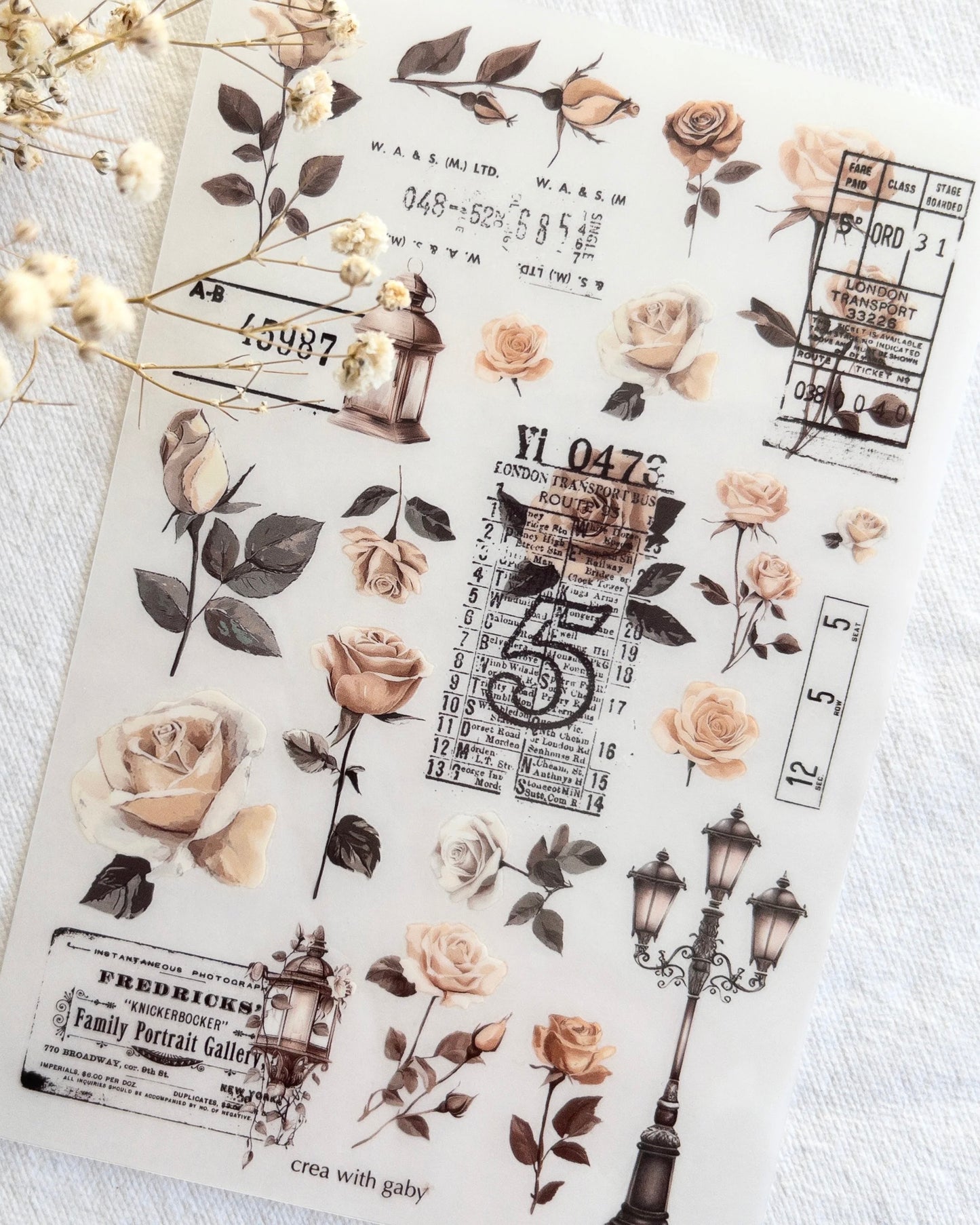 Stickervel | rub-on | roses of Paris