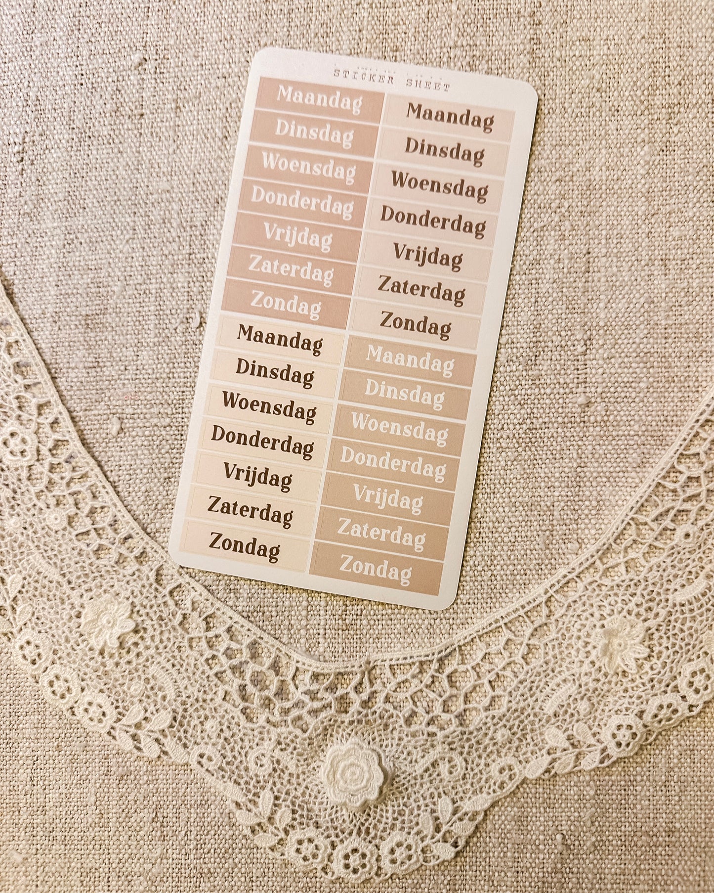 Stickervel | dagen van de week 3 | roze/beige