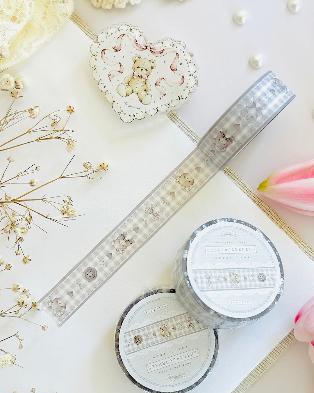 Washitape | teddy bear & buttons