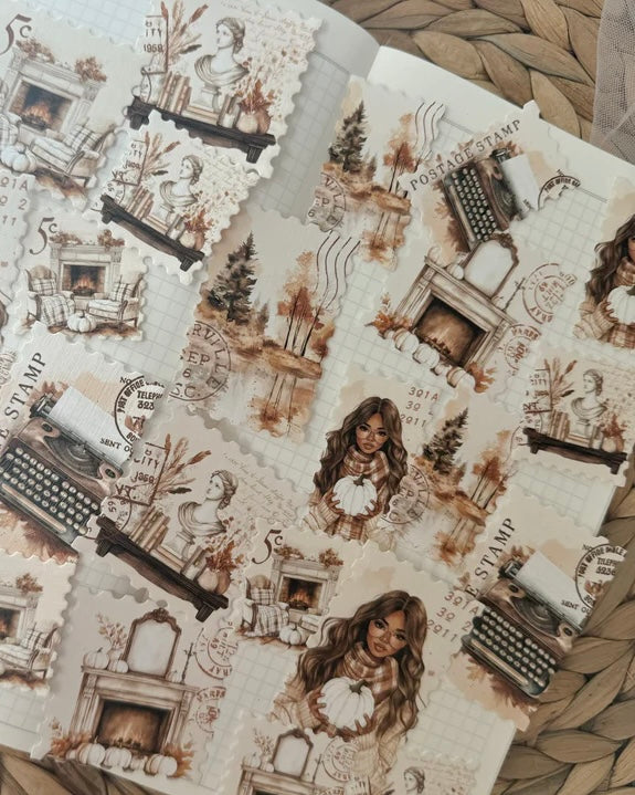 Stickerset| cozy herfst postzegels 12 st.