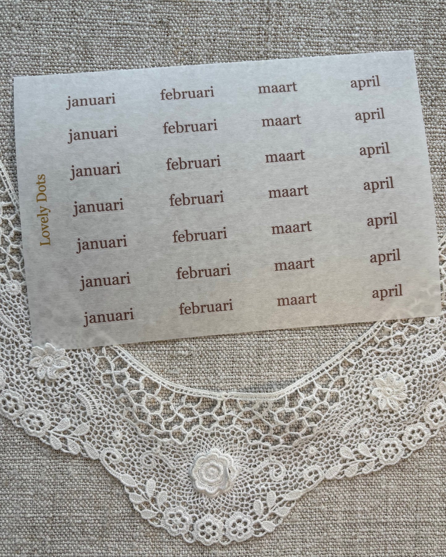 Stickervel | bruin | elegant | dagen/maanden/cijfers