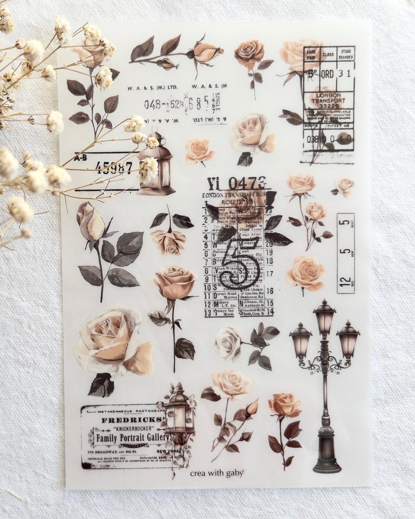 Stickervel | rub-on | roses of Paris
