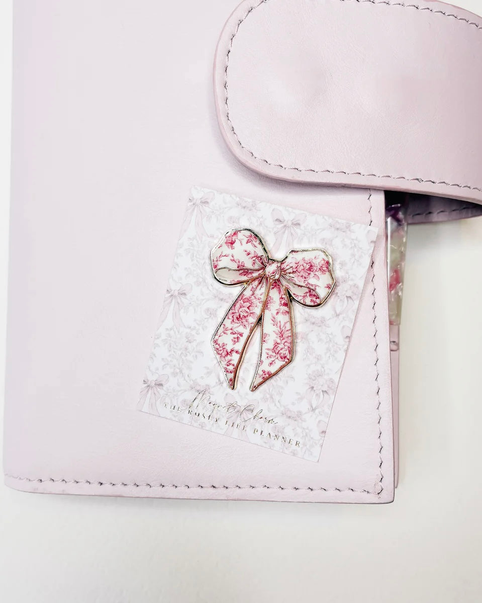 Magneet | strik roze bloemen