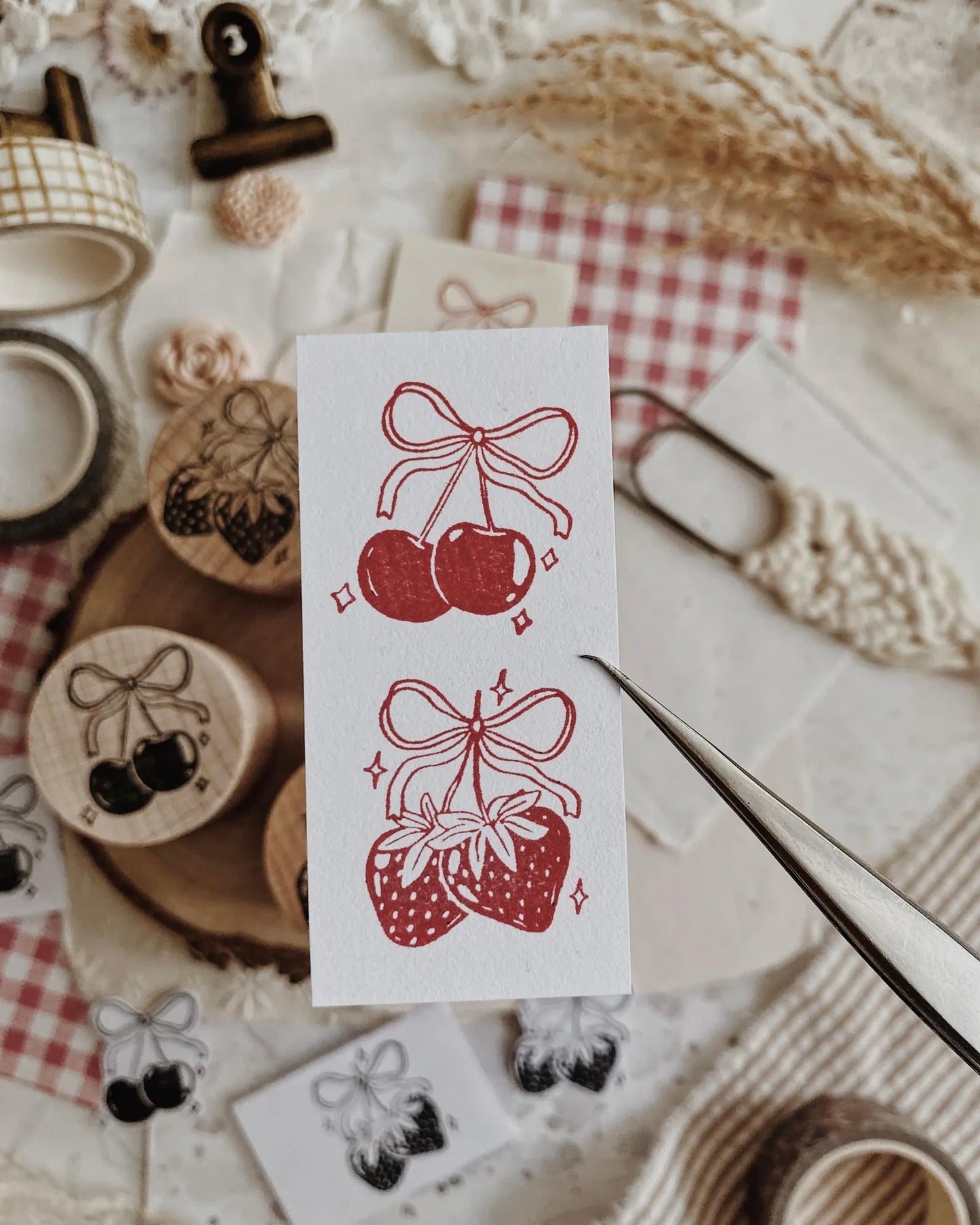 Houten stempel | ALHM | aardbeien of kersen
