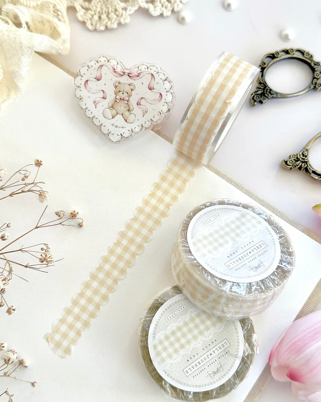 Washitape | scalloped plaid | geel