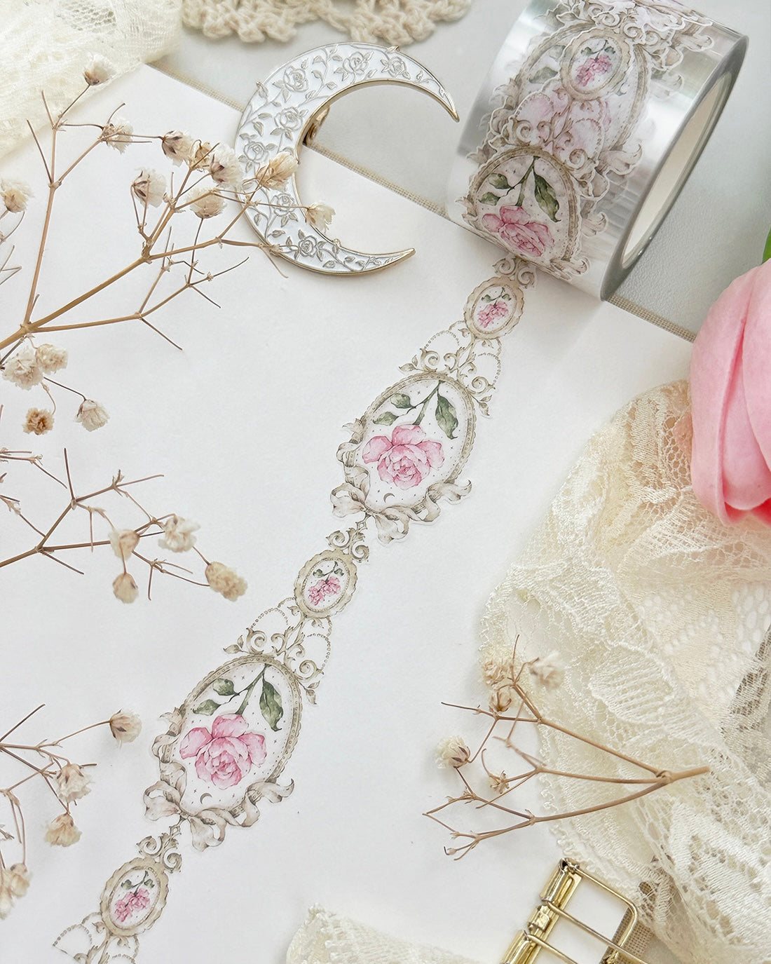 Washitape | vintage framed rose | die cut | 27mm