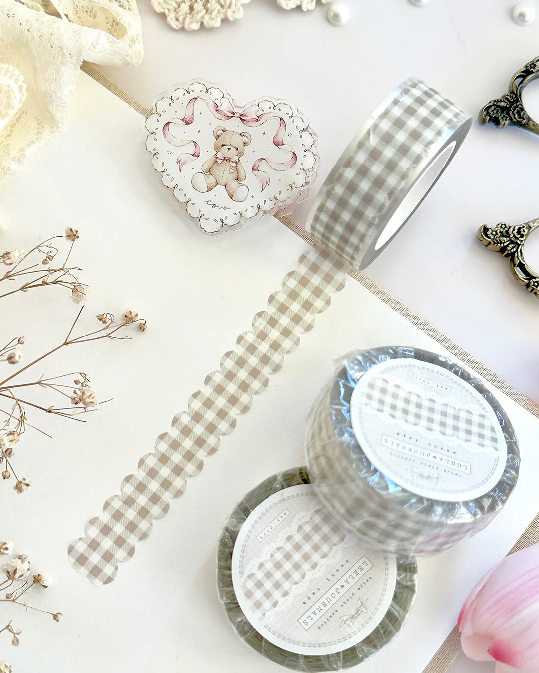 Washitape | scalloped plaid | beige