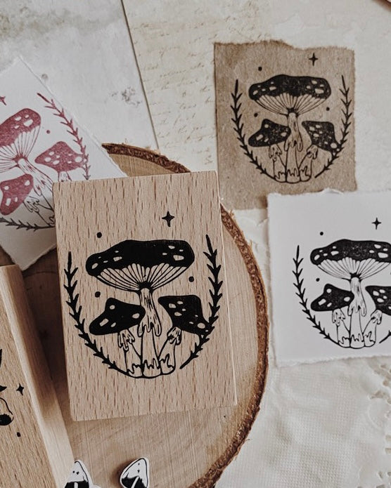 Houten stempel | paddenstoeltjes