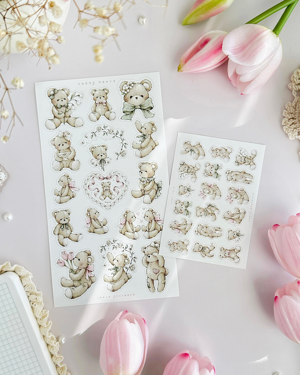 Stickervellen | teddy bear sticker sheet | 2 stuks | mat pettape