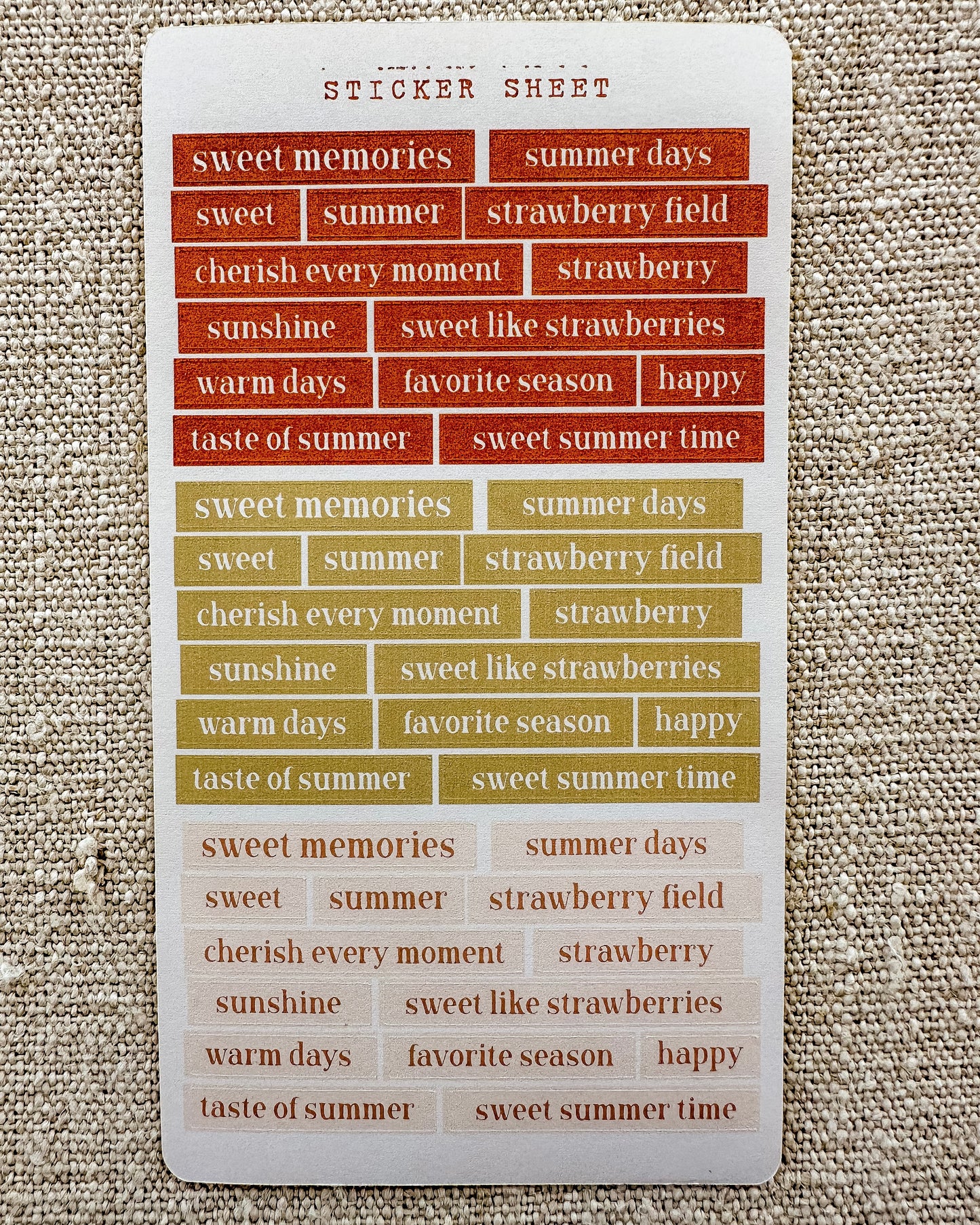 Stickervel | zomer teksten aardbeitjes