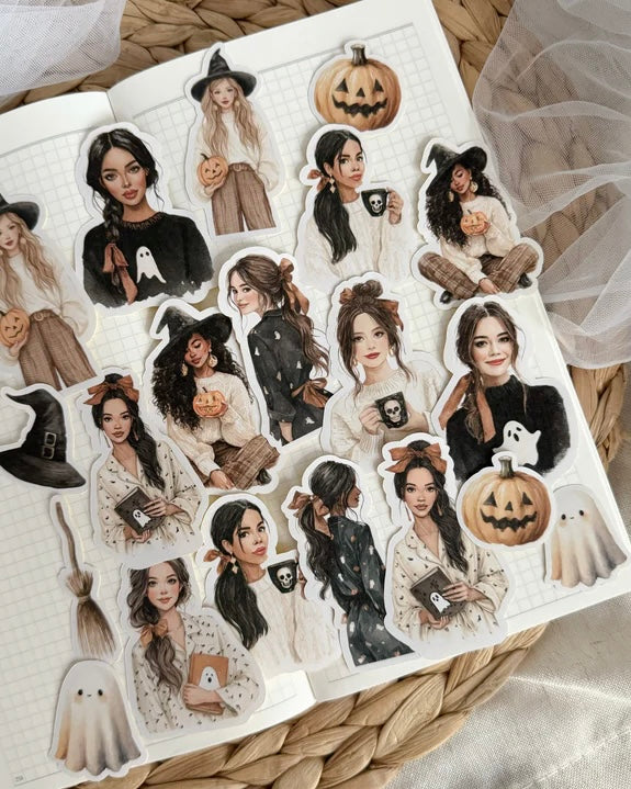Sticker set| cozy halloween girls 20 st.