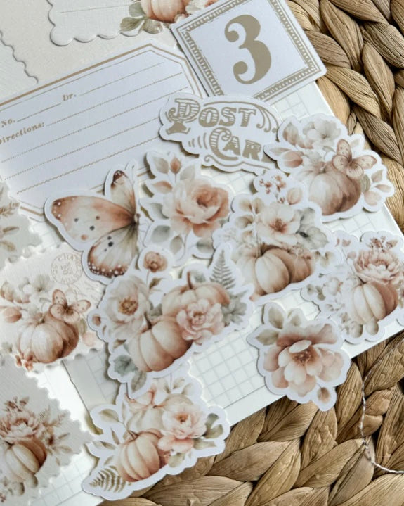 Papier/sticker set| floral pumpkins 20 st.