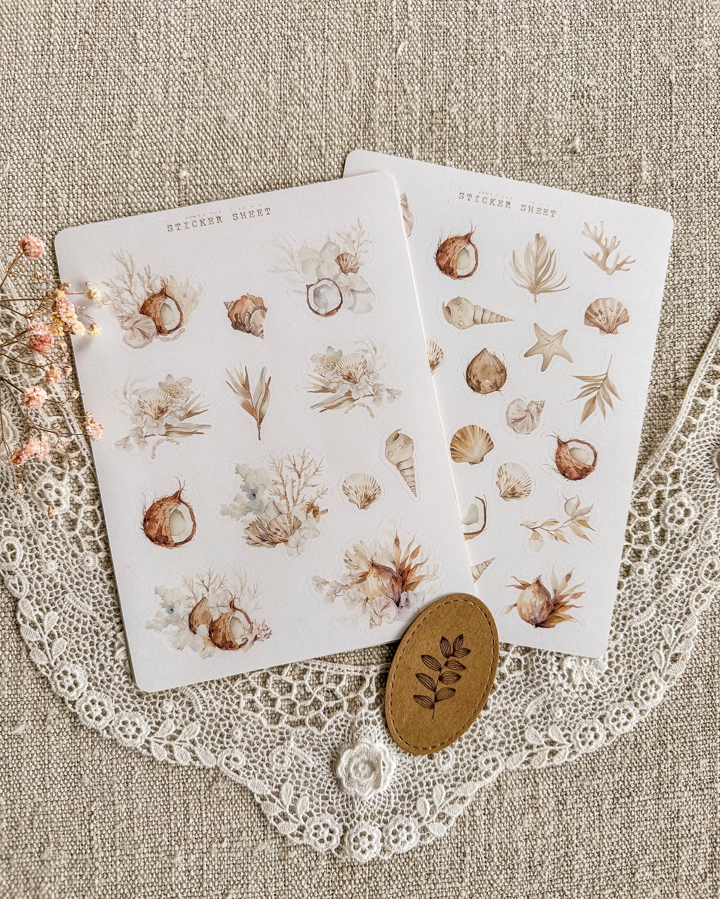 Stickervellen | schelpen | 2 stuks
