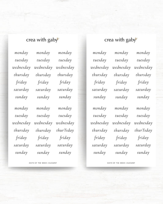 Stickervel | days of the week | chic