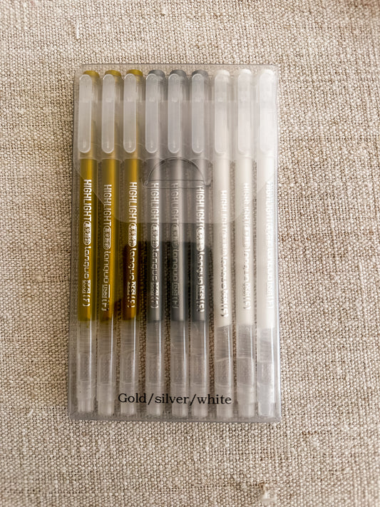 Acryl pennen - gold/silver/white