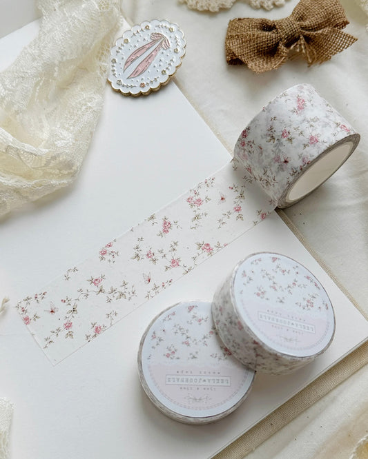 Washitape | pink roses on ivory washitape | 30mm