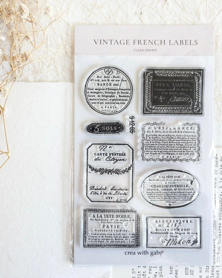 Clear stempel | vintage French labels