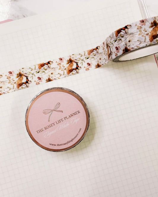 Washitape | Brown flowers and butterfly’s