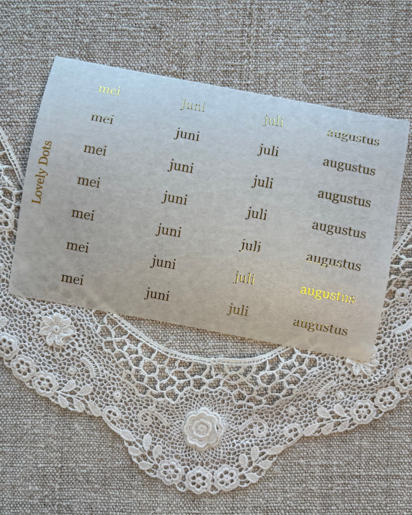 Stickervel | goud | elegant | dagen/maanden/cijfers