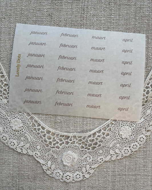 Stickervel | bruin | subtiel | dagen/maanden/cijfers