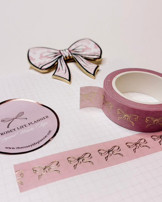 Washitape | roze met strikjes