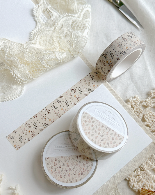 Washitape | beige met bloemen