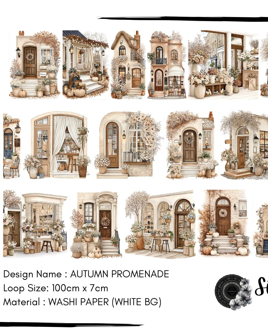Washitape | Autumn Promenade | White Background Tape