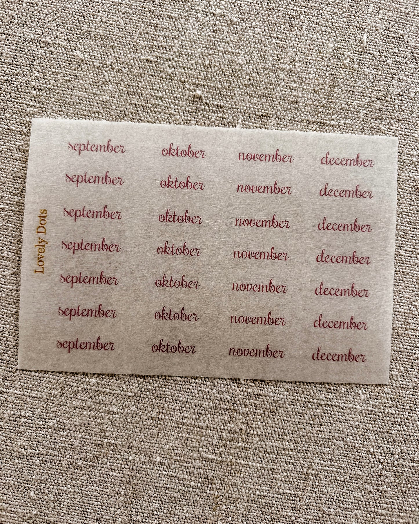 Stickervel | roze | sierlijk | dagen/maanden/cijfers