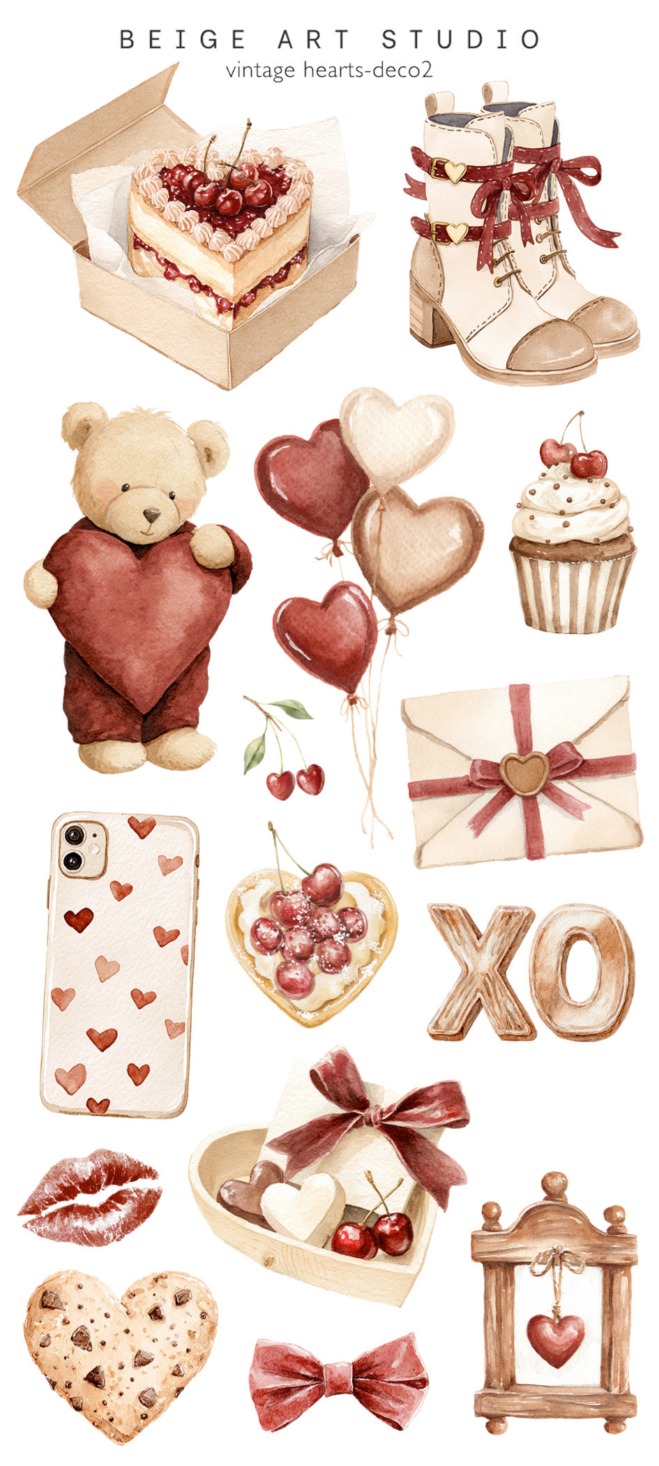 Stickervel set | vintage hearts