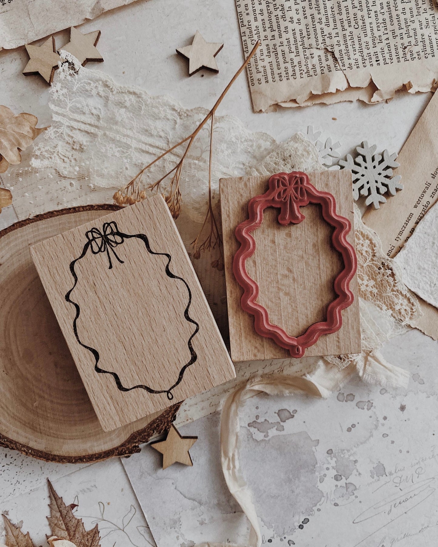 Houten stempel | strikjes ovaaltje
