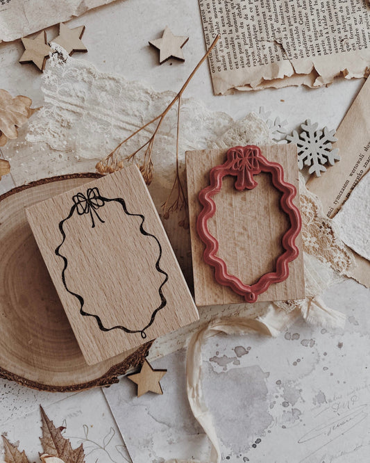 Houten stempel | strikjes ovaaltje