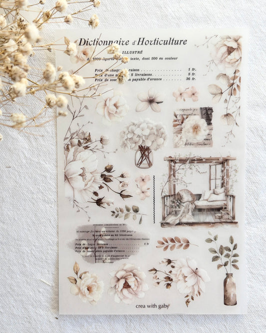 Stickervel | rub-on | white bloom