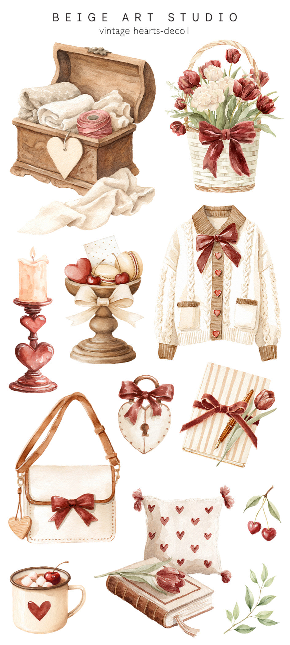 Stickervel set | vintage hearts
