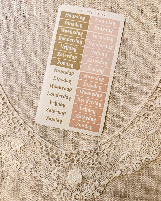 Stickervel | dagen van de week 3 | groen/roze