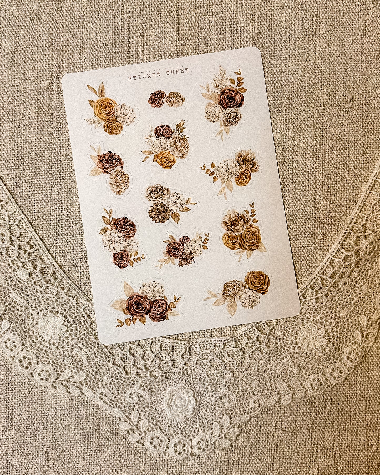 Stickervel | bruine bloemen 52