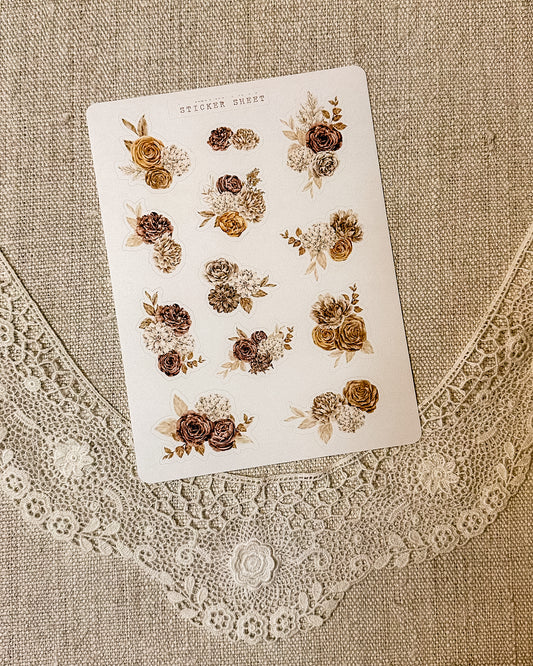 Stickervel | bruine bloemen 52