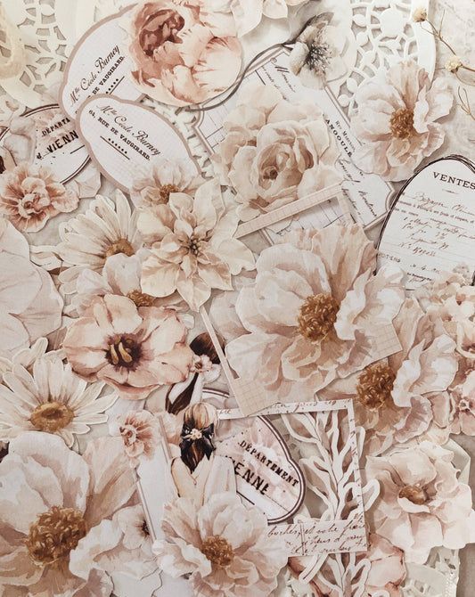 Vintage bloemenliefde stickers | set
