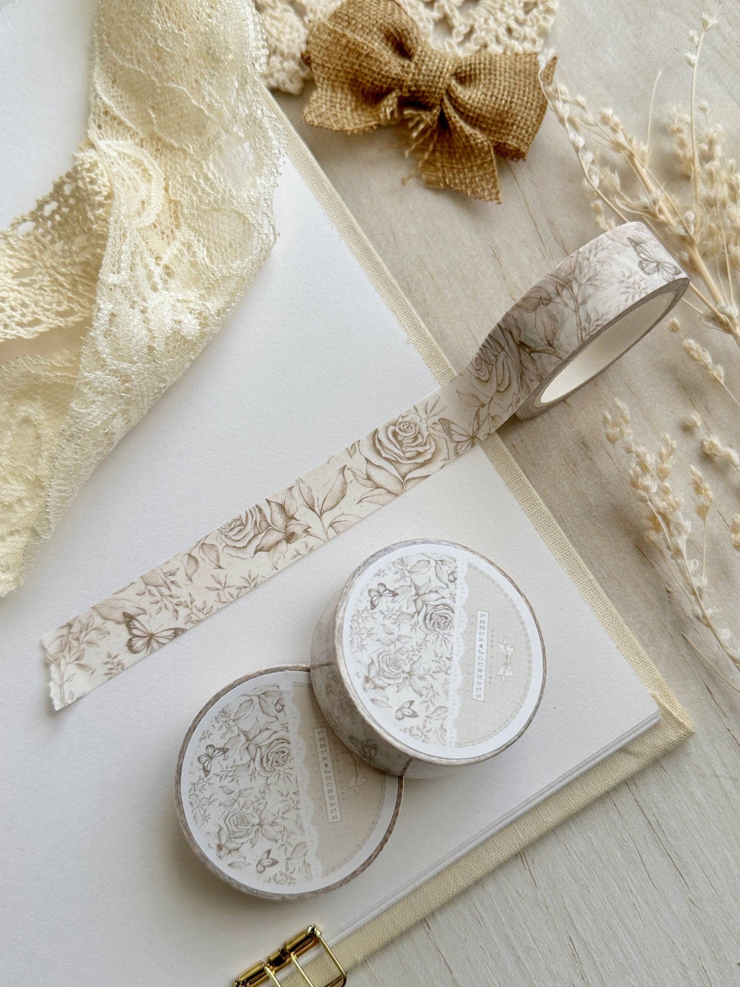 Washitape | rozen en vlinders 60mm