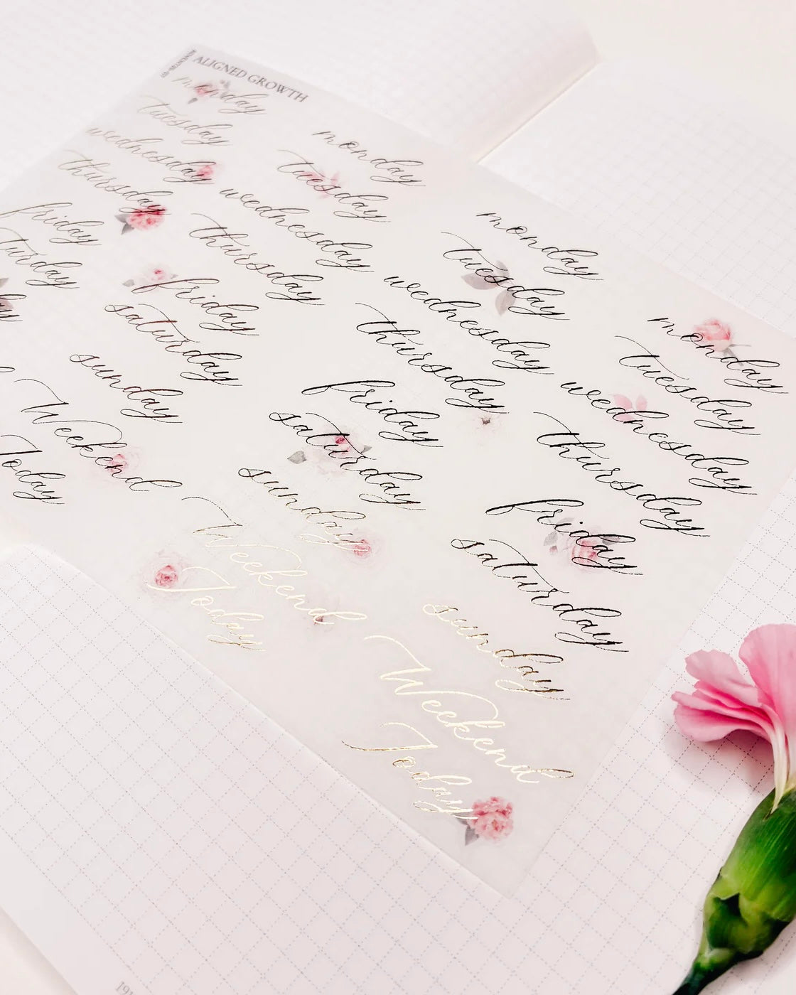 Stickervel | days | aligned growth | gold roses