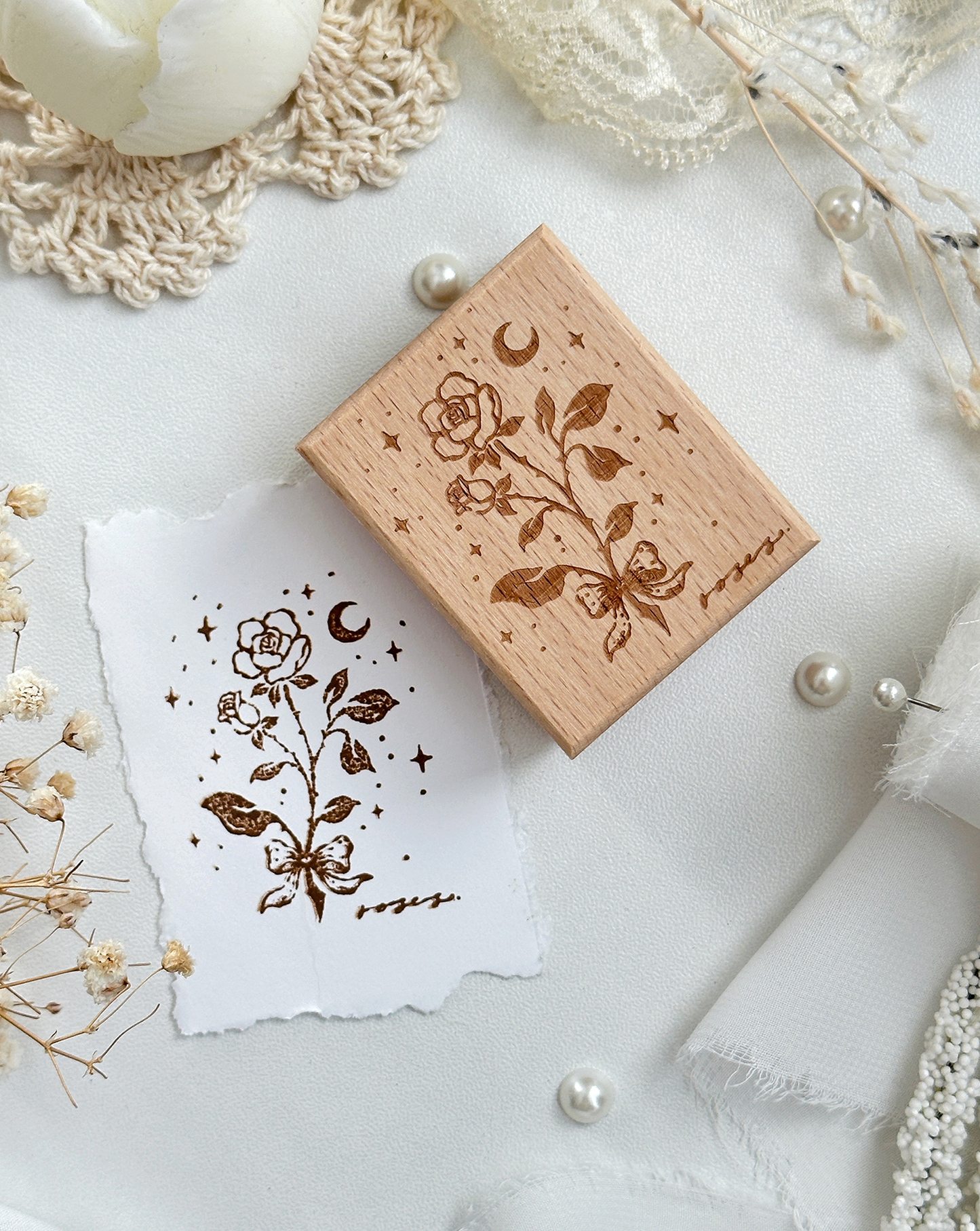 Stempel | roos met maantje