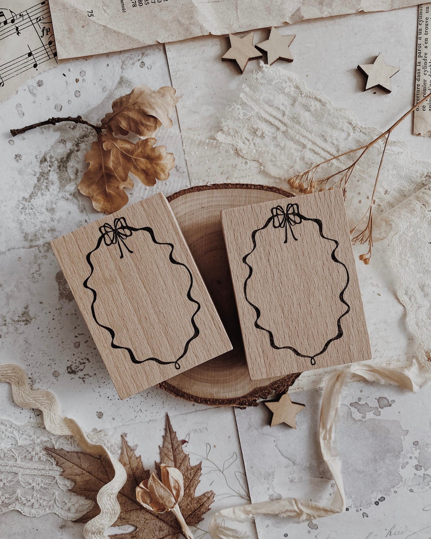 Houten stempel | strikjes ovaaltje