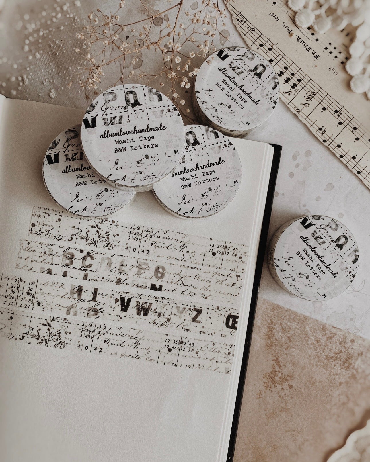 Washitape | ALHM | zwart/wit letters en tekst