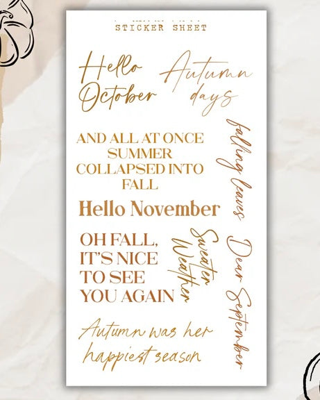 Stickervel | autumn script light brown