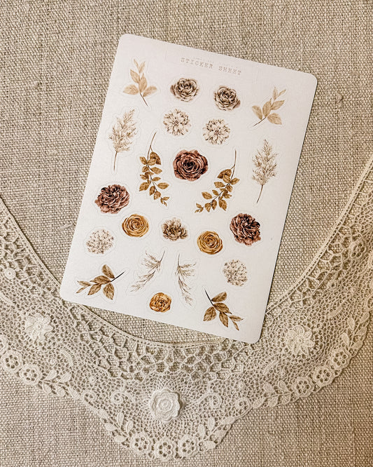 Stickervel | bruine bloemen 51