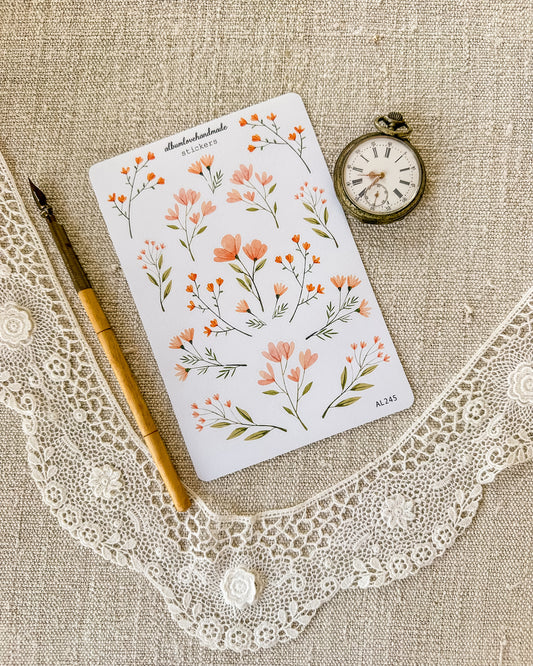 Stickervel | perzik bloemen