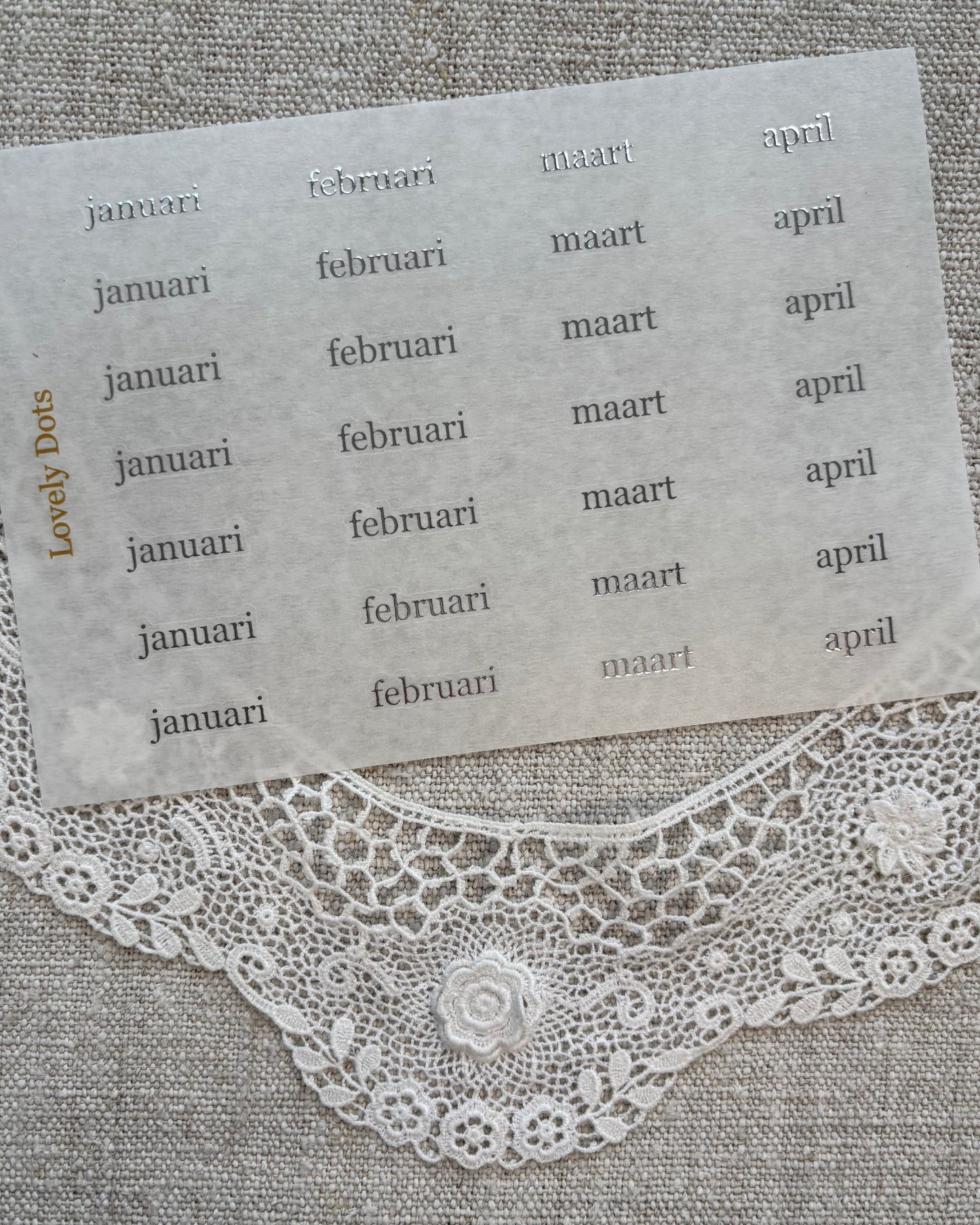 Stickervel | zilver | elegant | dagen/maanden/cijfers