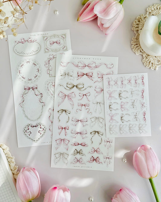 Stickervellen | princess bows & frames | 3 stuks | mat
