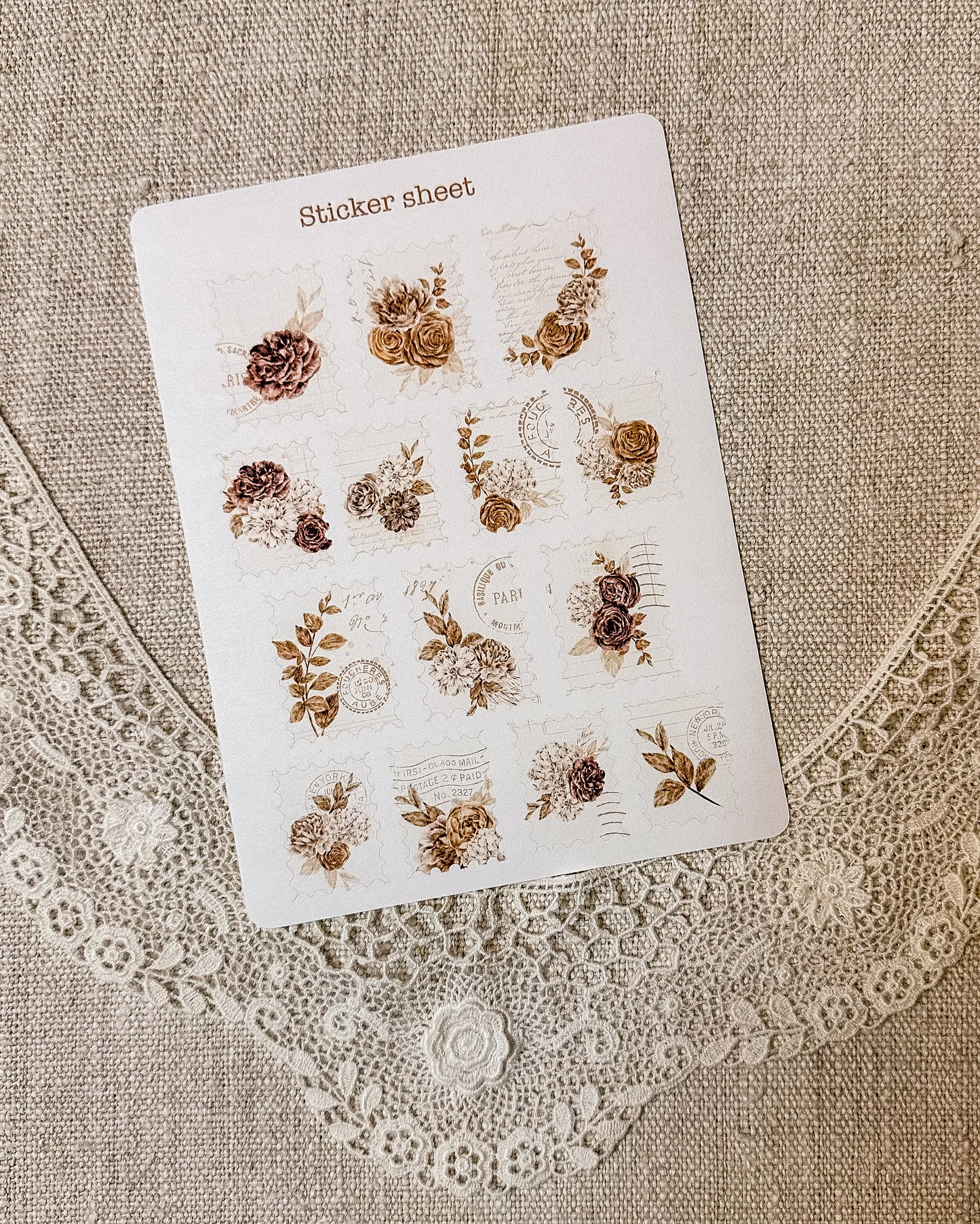 Stickervel | bruine bloemen