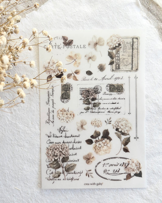 Stickervel | rub-on | hortensia