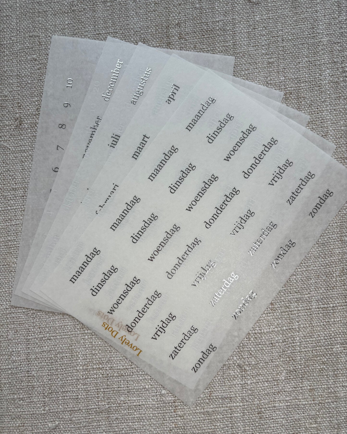 Stickervel | zilver | elegant | dagen/maanden/cijfers